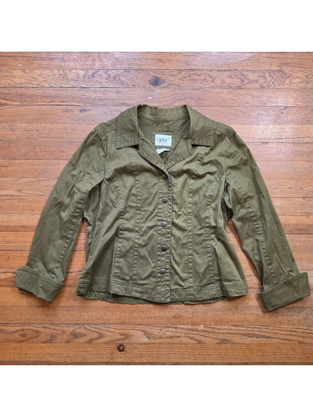 Live a Little Women's Olive Green Button-Up Cotton Blend Jacket XL